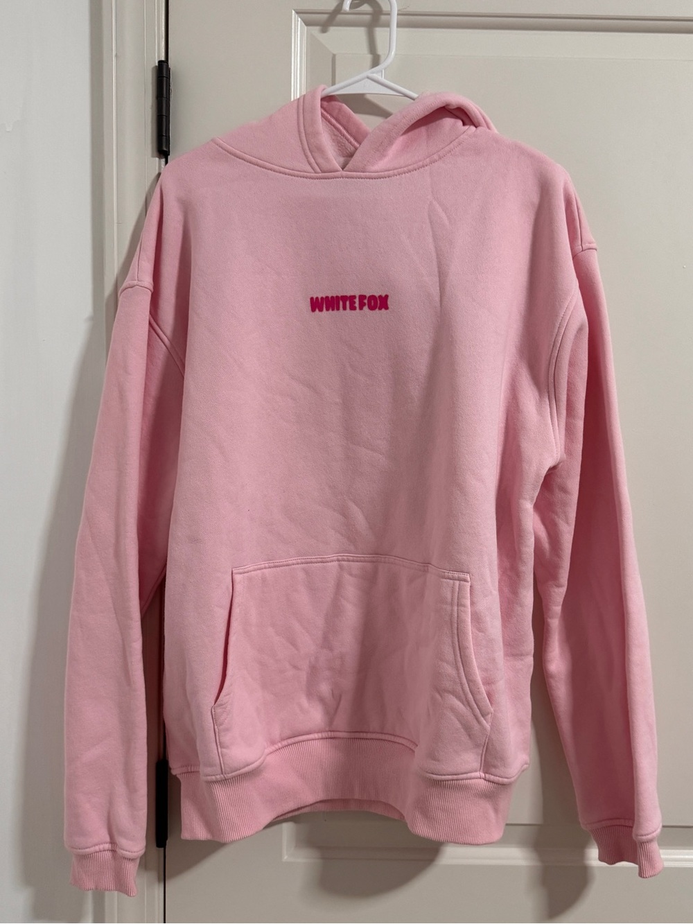 White Fox Boutique Light Pink Pullover Hoodie with Embroidered Logo